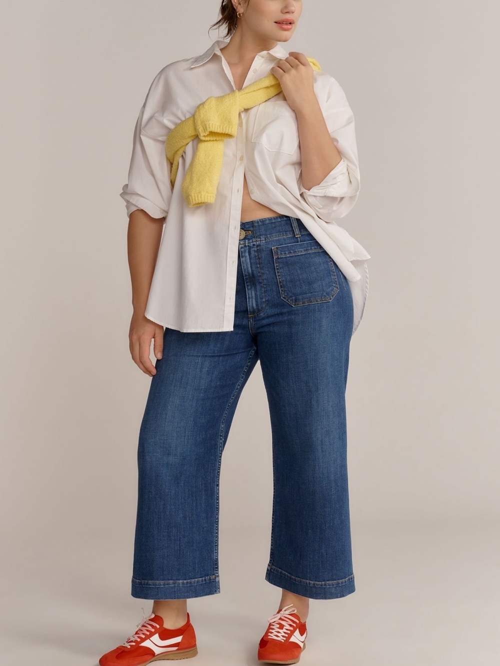 Maeve Colette High-Rise Wide-Leg Cropped Jeans by Anthropologie Size 33 Blue